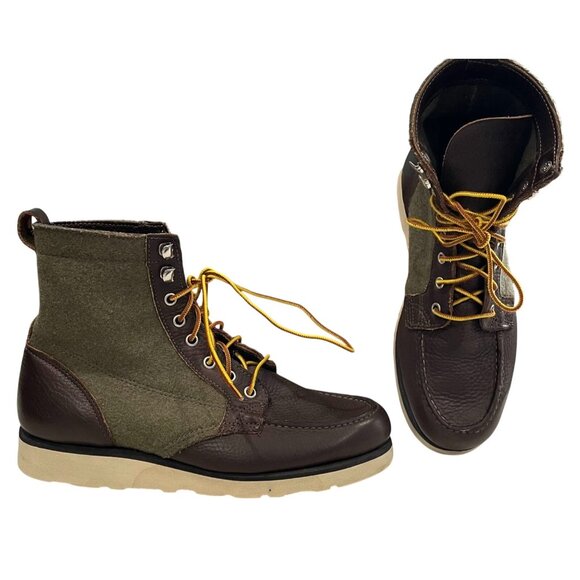 Sebago Stockton Boots size 8 Brown Forest Green Wool Leather Vibram Utility Work main image 7